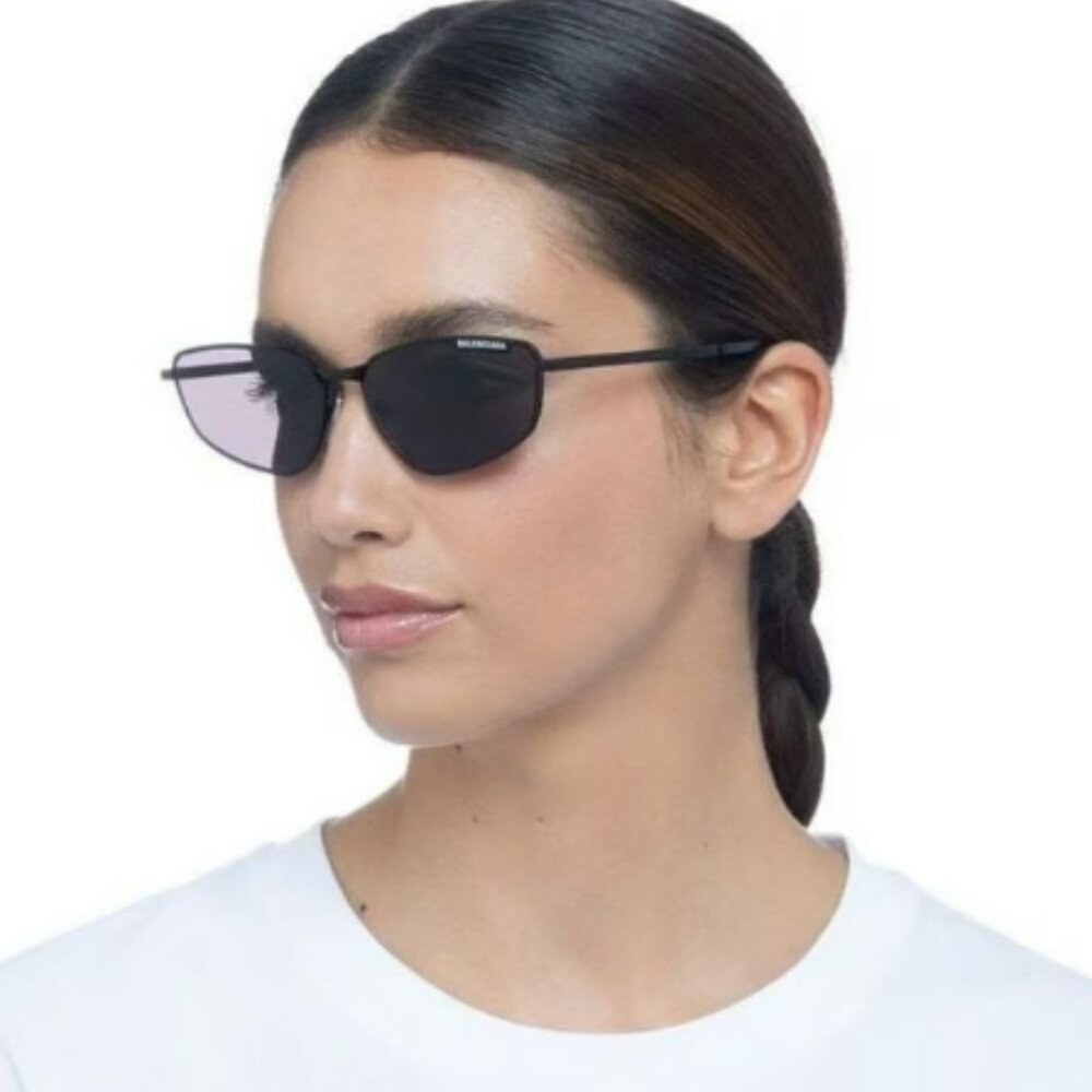 NEW BALENCIAGA BB0277S 001 SUNGLASSES UNISEX BLACK GREY OVAL EYEWEAR BALENCIAGA